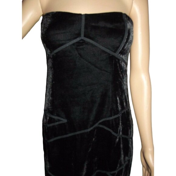 Silence+Noise Dress Womens Size Medium Black Strapless Velvet goth party Y2K - Picture 2 of 10